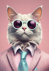 Stylish cat in glasses