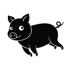 Pig silhouette vector iconic element.
