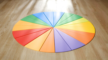 Obraz premium Creative color wheel display indoor studio graphic design bright and vibrant top-down view color theory concept