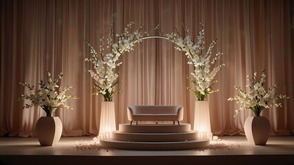 Luxury chandelier in a hotel room with floral decor and festive ambiance