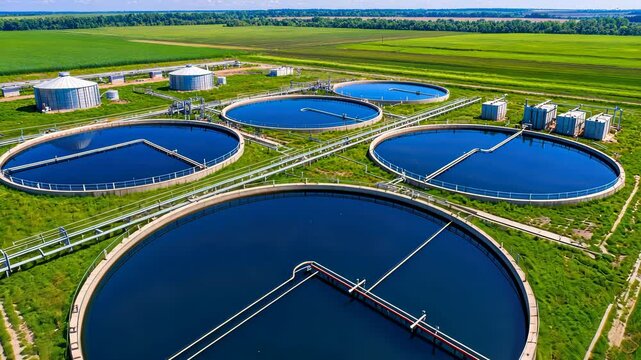 Pig farm wastewater treatment system, turning runoff into reusable clean water for agriculture.