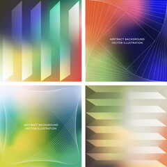 Abstract gradient background with geometric pattern. Isolated vector illustration. Set of 4. 