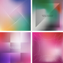 Abstract gradient background with geometric pattern. Isolated vector illustration. Set of 4. 