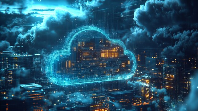 Ai-powered cybersecurity and cloud networking concept with digital firewall and circuit board