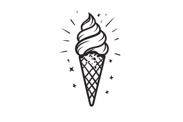 Ice corn icon solid black line on white background. illustration, vector