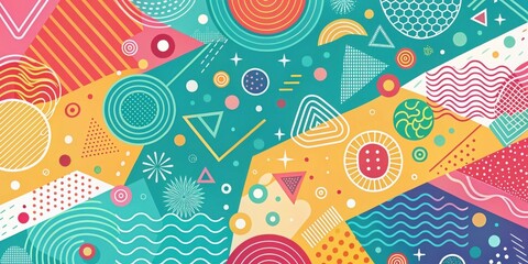 Vibrant Abstract Composition Featuring Geometric Shapes and Bold Colors Ideal for Modern Design Projects