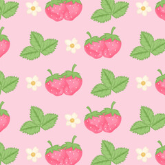 Strawberry seamless pattern for backgrounds, presentations, wrapping papers, prints, artworks. Vector illustration	