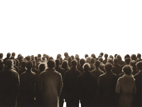 Isolated Crowd of People in Silhouette