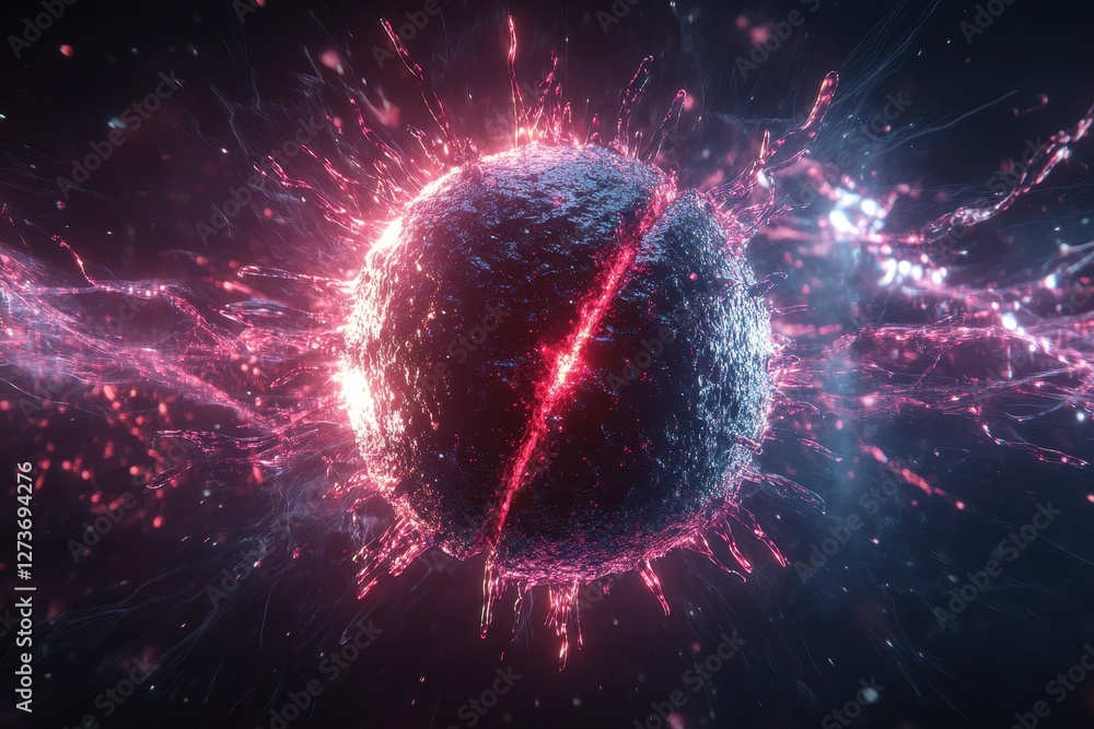 Poster stunning abstract concept of a exploding cosmic sphere with light