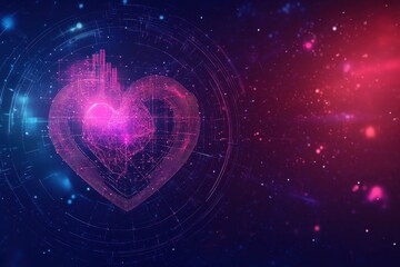 Fototapeta premium Heart Shape with Digital Elements and Colorful Background Effect