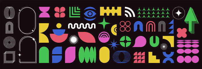 Abstract shapes for background. Geometric element, icon, symbol of retro design. Minimalist style, y2k. Brutal contemporary vector illustration