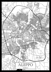 Fototapeta premium Aleppo Syria Map, City downtown, abstract travel art, modern background, colorful graphic design, new office banner, art, street view