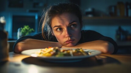 Withdrawal symptoms lead to changes in appetite. A person staring at an uneaten meal with no interest