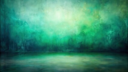Serene Teal Room An Abstract Background Featuring a Textured Wall and Reflective Floor in Shades of Green and Teal
