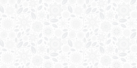 Light gray vector background, geometric flowers, stylized flowers, seamless pattern, vector design