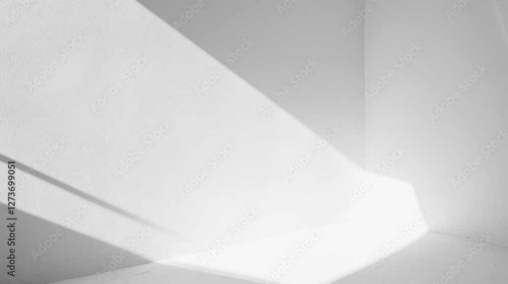 Poster empty white room with sunlight and shadows