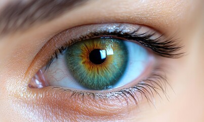 Close-up of human eye with futuristic digital overlay, concept of biometric scanning technology and advanced personal identification