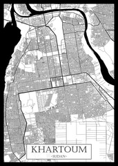 Khartoum Sudan Map, City downtown, abstract travel art, modern background, colorful graphic design, new office banner, art, street view