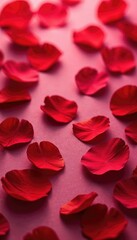 Fototapeta premium Abstract background with scattered red rose petals, abstract background, soft, petals