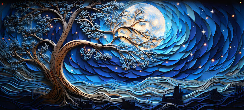 paper quilling banyan, ai generative