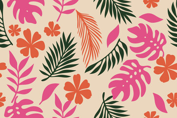 Vibrant floral pattern featuring tropical plants