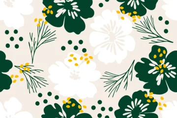 Gordijnen Trendy bloemen Trendy floral seamless pattern design. Textile pattern backgorund.  © reddish