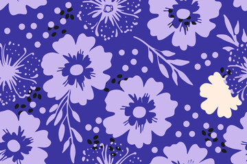 Colorful floral pattern, trendy textile pattern design