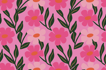 Colorful floral pattern, trendy textile pattern design