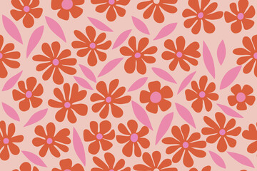 Colorful floral pattern, trendy textile pattern design