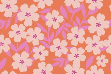 Colorful floral pattern, trendy textile pattern design