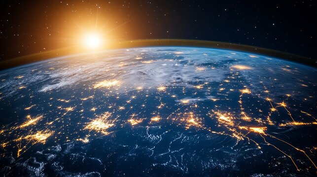 Global internet network and iot connectivity with earth visualization, futuristic digital communication technology concept