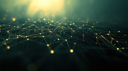 Abstract technology field with intersecting electric lines and floating nodes