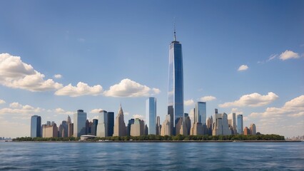 Manhattan vista commemorates September 11, New York City.