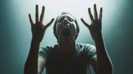 Withdrawal symptoms lead to emotional outbursts. A person throwing their hands up in frustration