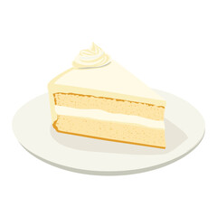 Vanilla cake in a plate illustration dessert vanilla vector