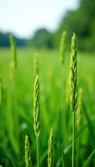 Obraz premium Tall green sesame plants with blooming flowers in the background, agriculture, flower, plant life