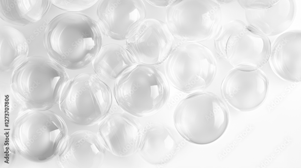 Poster white bubbles sphere background abstract soft background. white background with light