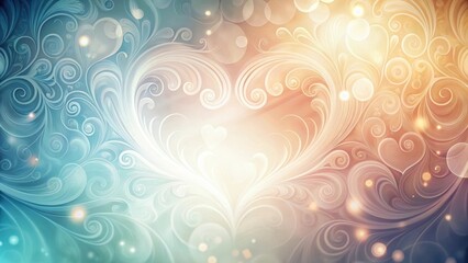 Elegant Swirls and Hearts A Romantic Pastel Background Design for Invitations, Cards, and Festive Occasions