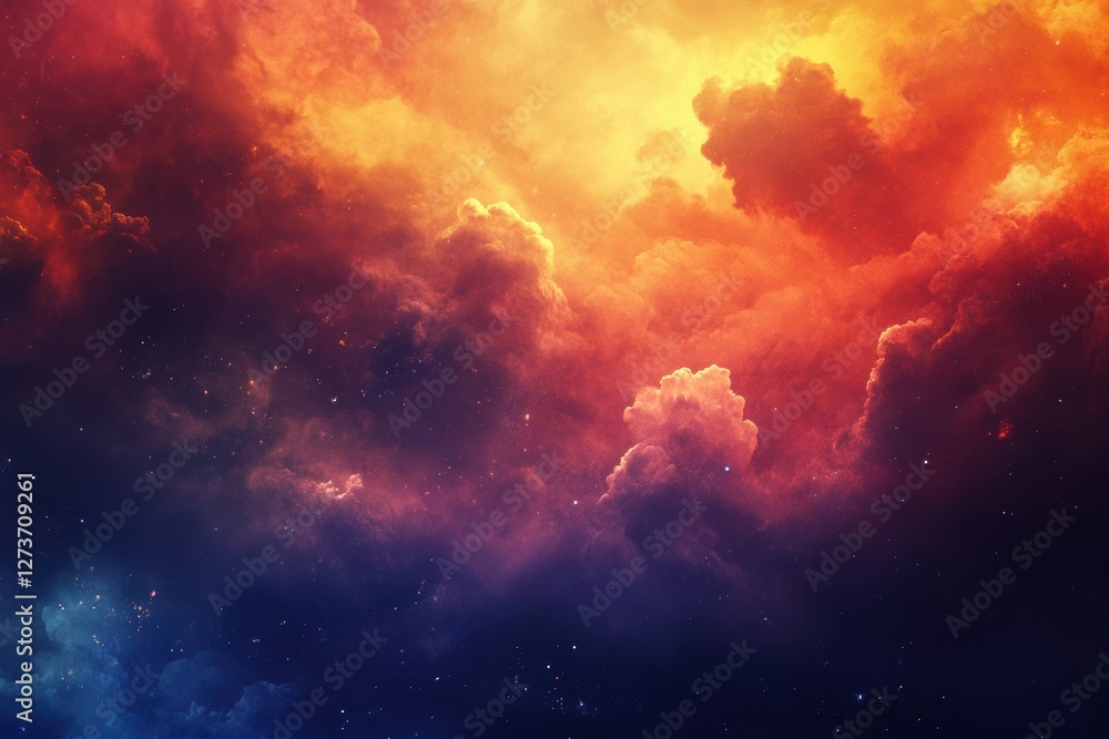Wall mural fiery nebula in deep space