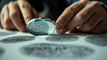A detective reviewing fingerprints found at a crime scene. Featuring analysis and investigation