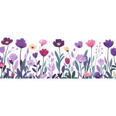 Spring flowers border purple art illustration vector
