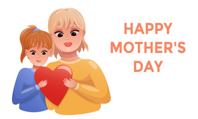 Happy Mother's Day. Illustration daughter gave mom a greeting card