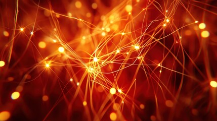 Layered digital glowing lines forming a web of connections, creating a digital matrix effect, close up, futuristic network, vibrant, Composite, tech background