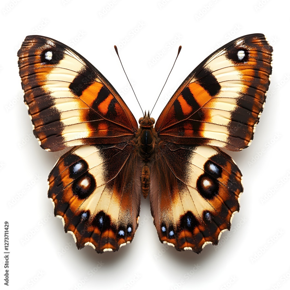 Aufkleber butterfly wings spread wide displaying intricate patterns and colors on a clean white backdrop