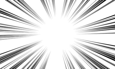 Fototapeta premium Manga speed lines, comic anime radial effect background. Manga explosion, motion or movement action for comic books.