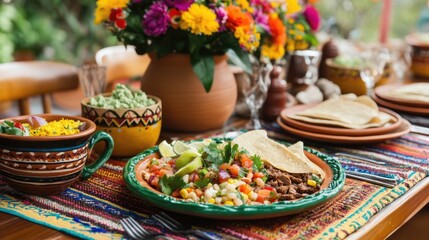 Vibrant Fiesta: Colorful Mexican Food Table Setting