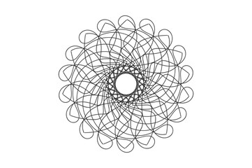 Abstract silhouette line art floral asian decorative illusion mandala design vector