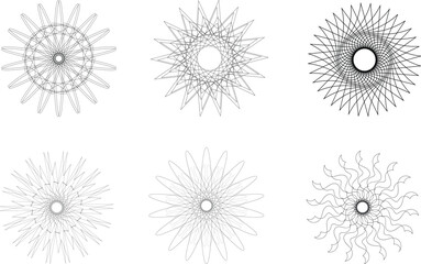 Abstract silhouette line art floral asian decorative illusion mandala design vector