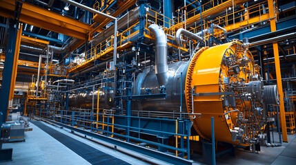 The heat recovery system in a modern biomass plant, showing advanced technology used to maximize energy efficiency.