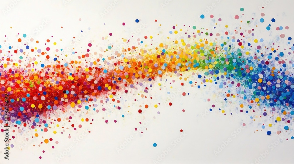 Poster a vibrant explosion of colorful dots creating a dynamic, abstract pattern.